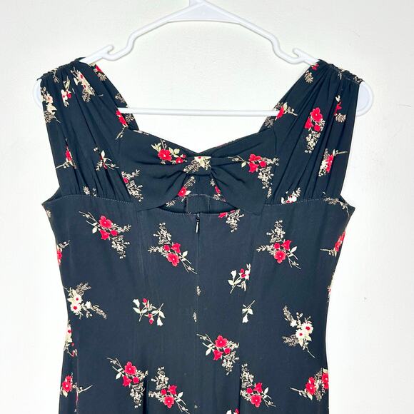 Vintage Paris Collection Floral Black Midi Dress Bow Back - Picture 4 of 5